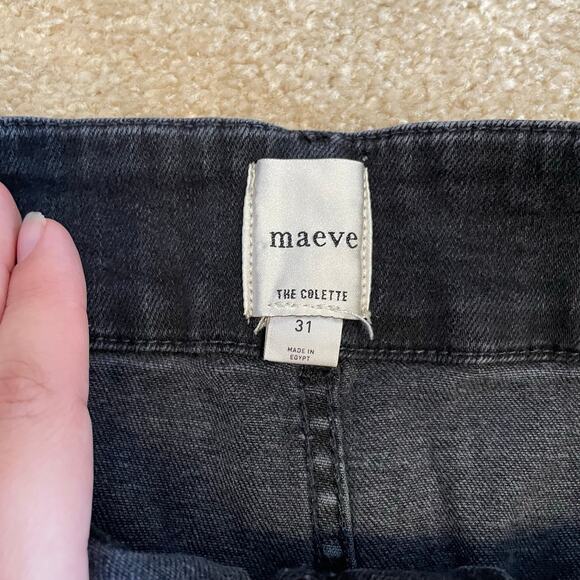 Anthro Colette High-Rise Crop Wide-Leg Jeans by Maeve SZ 31 Elm Black $130 EUC - Picture 6 of 12